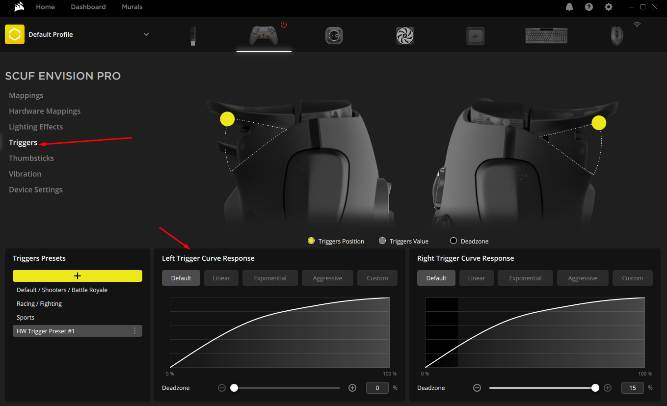 SCUF Envision Response Curve and iCUE Scuf Gaming Support