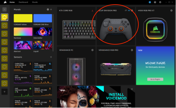 Clck on the Envision which is located on the right side of your screen